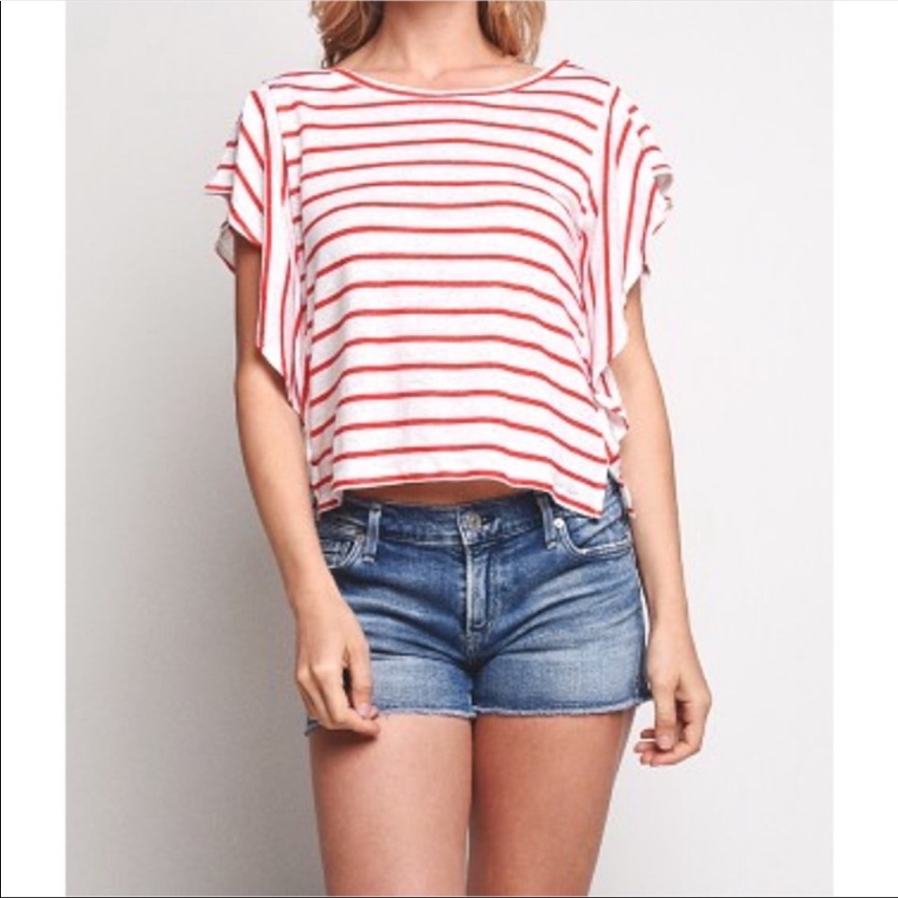 Cupcakes and Cashmere Red and White Crop top